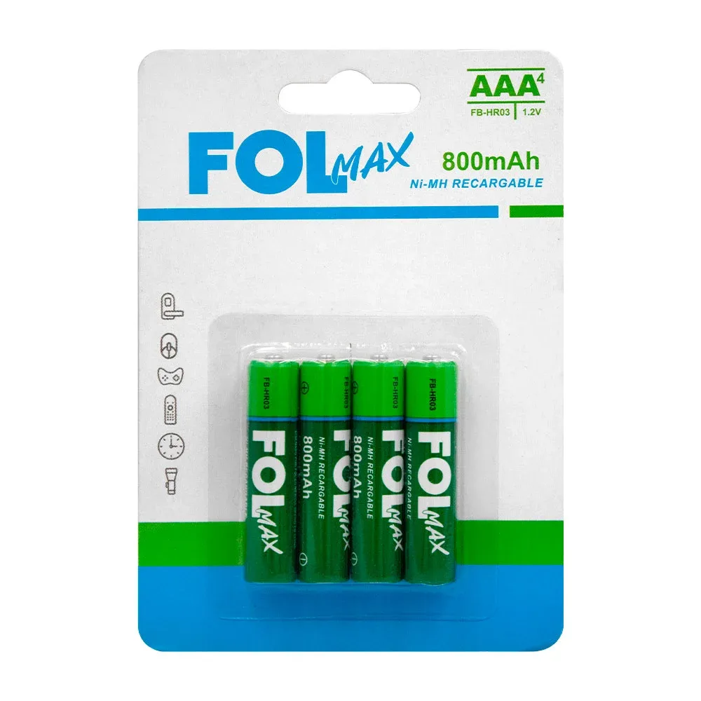 Blíster de cuatro pilas cilíndricas triple A de 800mah / fol