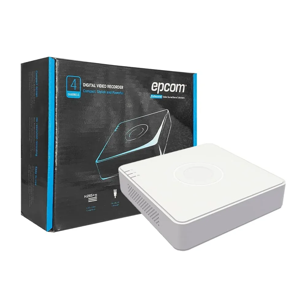 Dvr de 4 canales turbo hd 1080 lite con chip pentahibrido, h.265, sop hdd y audio por coaxitron / epcom