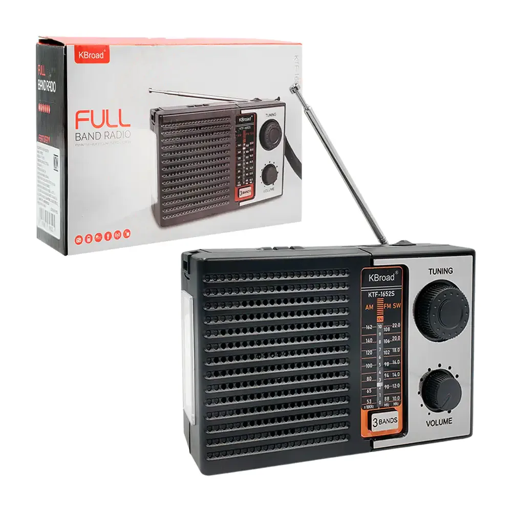 Radio inalámbrico kbroad recargable con doble panel sola y luz de emergencia
