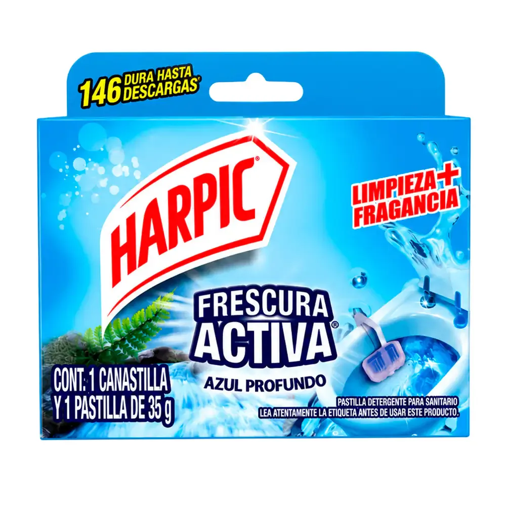 1pza pastilla harpic para sanitario con aroma a azul profundo, 35g / 758163