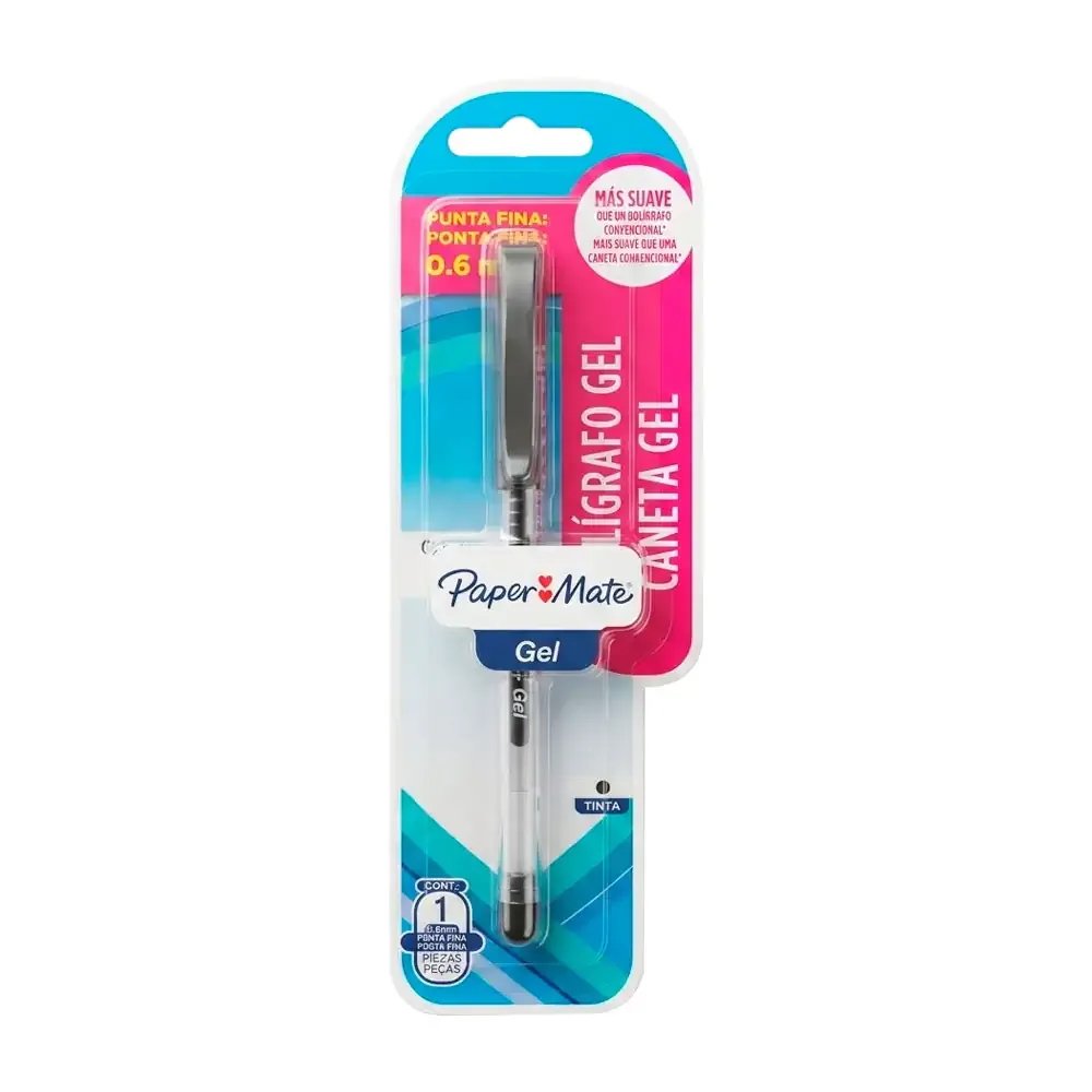 1pza Bolígrafo paper mate caneta gel punta fina 0.6mm / 159266