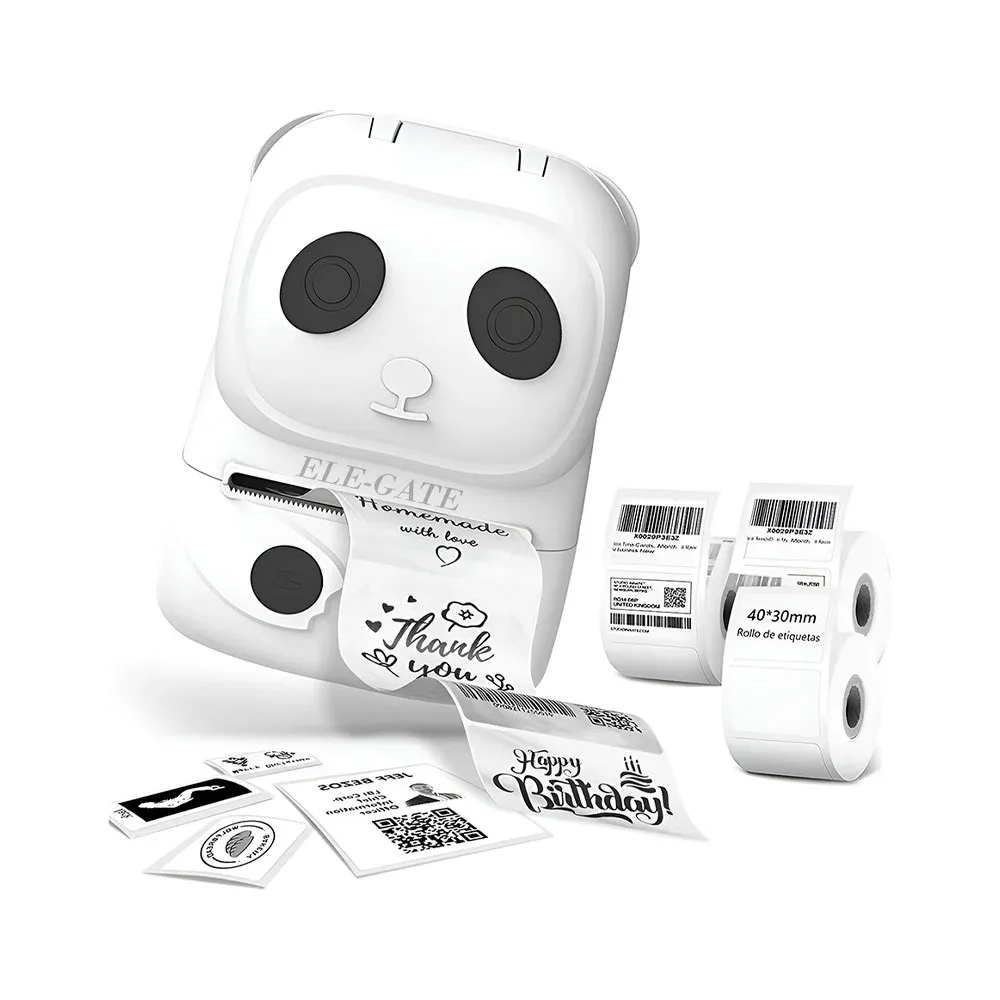 Mini impresora portátil para etiquetas 58mm, bluetooth, diseño de panda