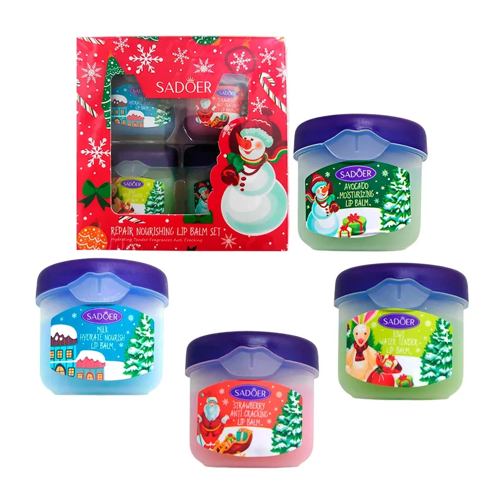 Paquete con 4 mini balsamos para los labios, con aromas navideños, 7gx4 / sd0081