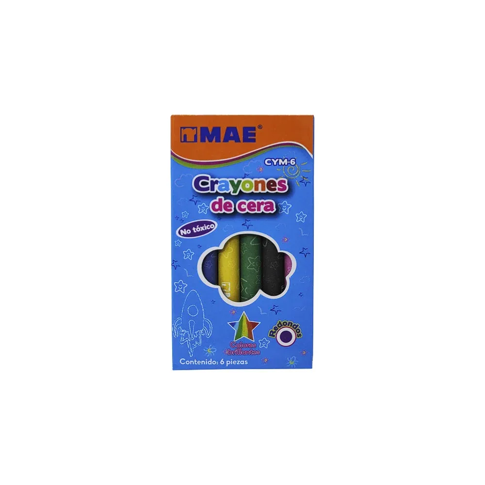 Caja con 6 mini crayones crayolas mae de colores / cym-6