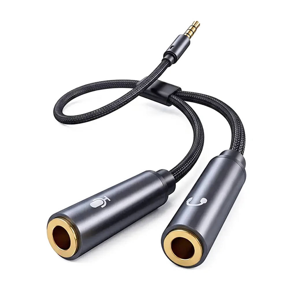 Adaptador splitter con divisor 3.5mm cable 1mt para audio y micrófono 1 a 2 / wi.qlx18