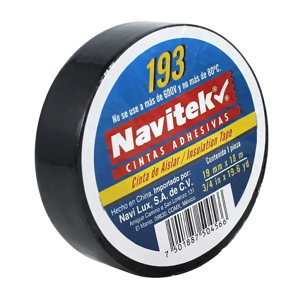 1pza Cinta negra navitek para aislar 19mmx18m / 193