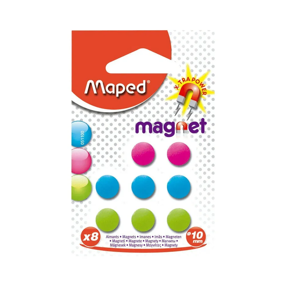 Blíster con 8 mini imanes redondos maped de colores 10mm / 511005