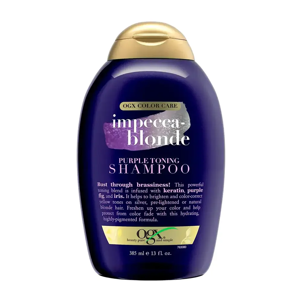 Shampoo ogx, 385ml para el cuidado capilar con matizador de tintes, tono morado