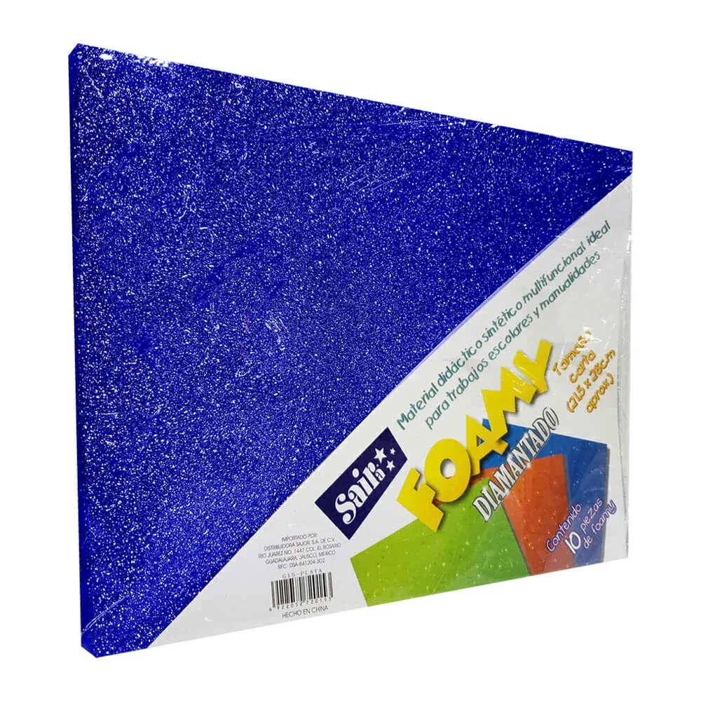 Paquete 10 pzas de foamy diamantado en color azul rey / 720061