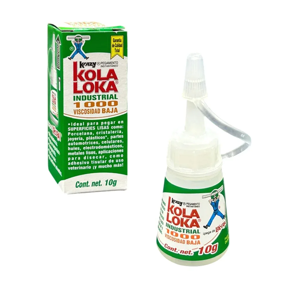Pegamento líquido instantáneo industrial 1000 para pegar zapatos, 10g / krazy kola loka  / kli1000-10