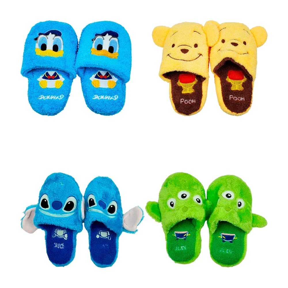 Par de pantuflas infantiles con diseño de personajes disney afelpados, variedad de tallas y modelos / 009732 / lu3247