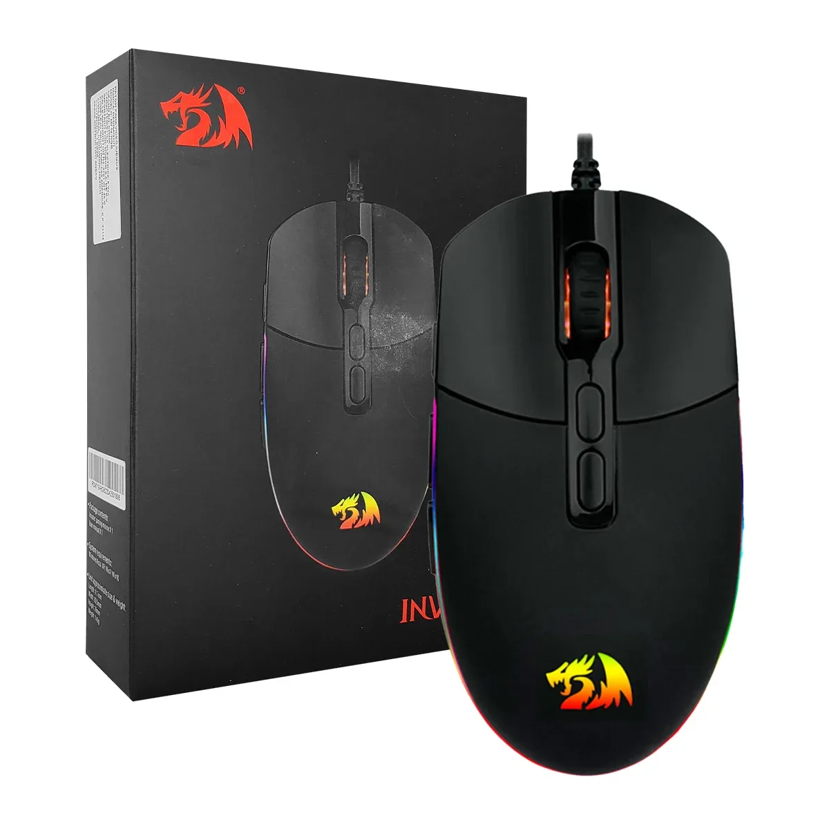 Mouse gamer alámbrico invader black redragon con 10000dpi y luces rgb / m719-rgb