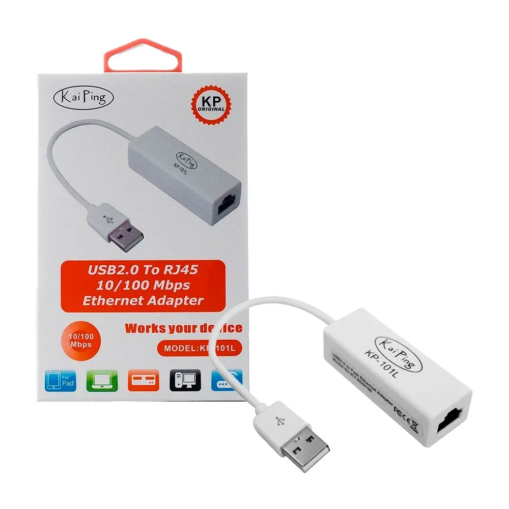 Adaptador de ethernet usb 2.0 a rj45, velocidad de 10/100 mbps / kp-101l / ethernet adapter
