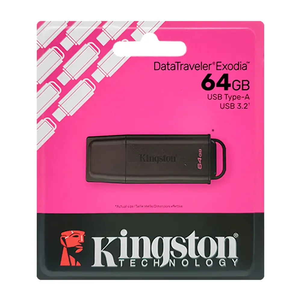 Memoria usb 3.2 data travel exodia kingston color negro de plástico con capacidad de 64gb