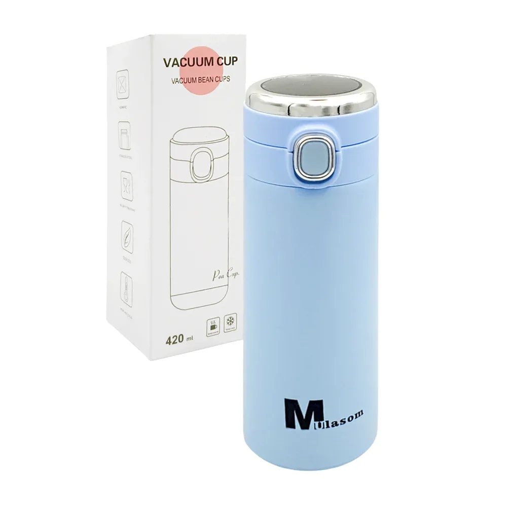 1pza Termo metálico con tapa de botón, bicolor y con detalles metálicos, variedad de colores / rpb9298 / vacuum cup