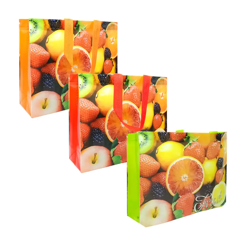 1pza bolsa ecológica reutilizable, 33x27x10cm con estampado de frutas, variedad