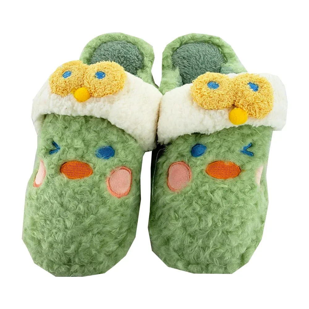 Par de pantuflas afelpadas con diseño de pato, seguro móvil con ojos y pico y suela de goma, variedad de colores / an2316