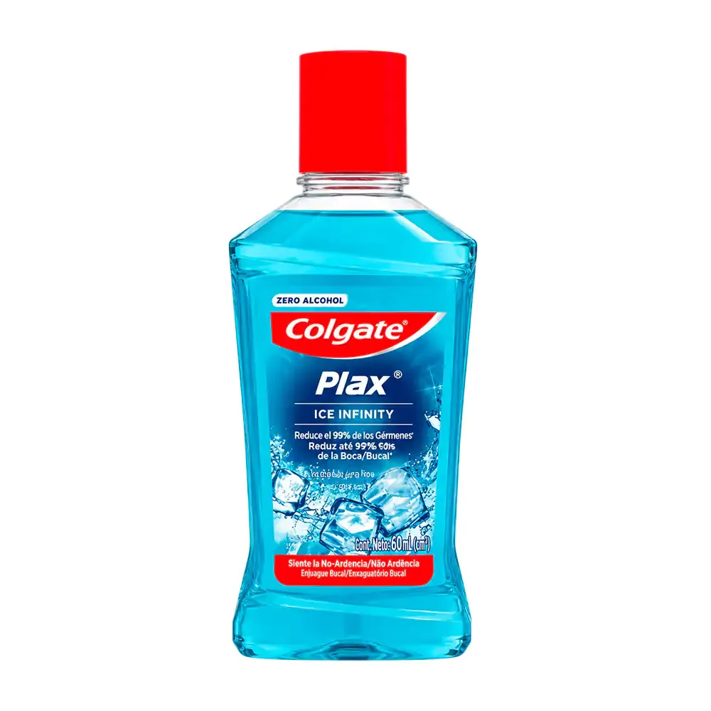 1pza botella de enjuague bucal colgate plax ice infinity, 60ml / 027363