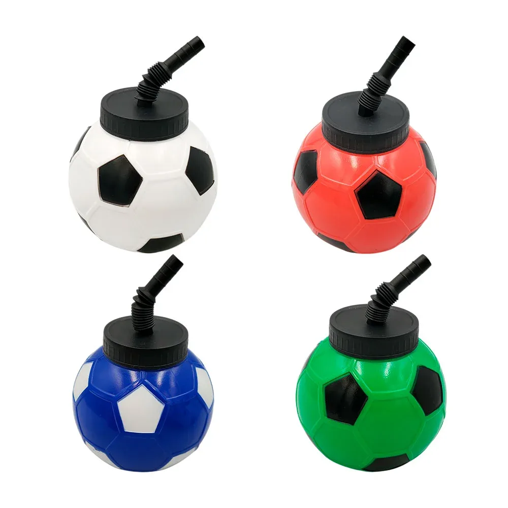 Botella pequeña en forma de balón + popote flexible, variedad de colores