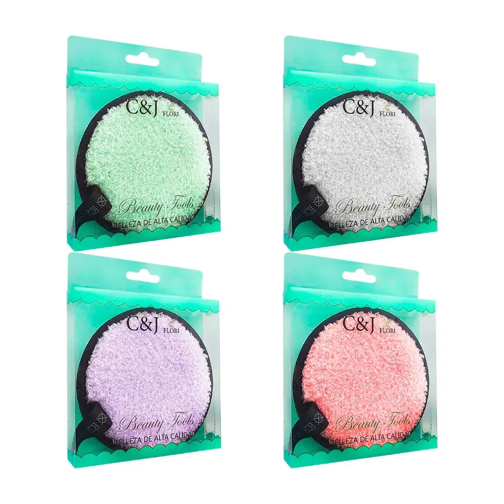 Esponja limpiadora facial c&j flori de doble cara, lisa, variedad de colores