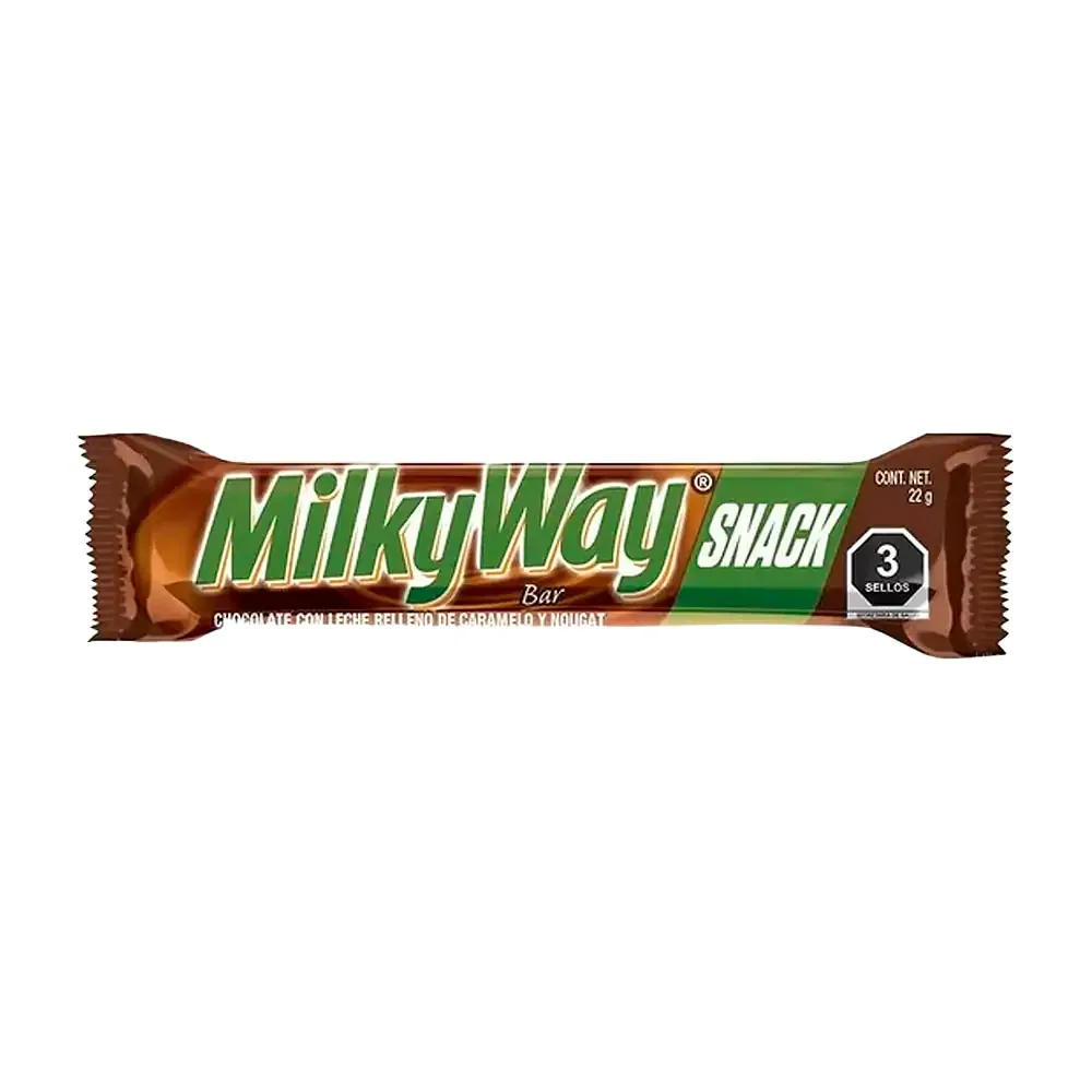 1pza barra de chocolate milkyway rellena de caramelo y nougat, 22g / 502652