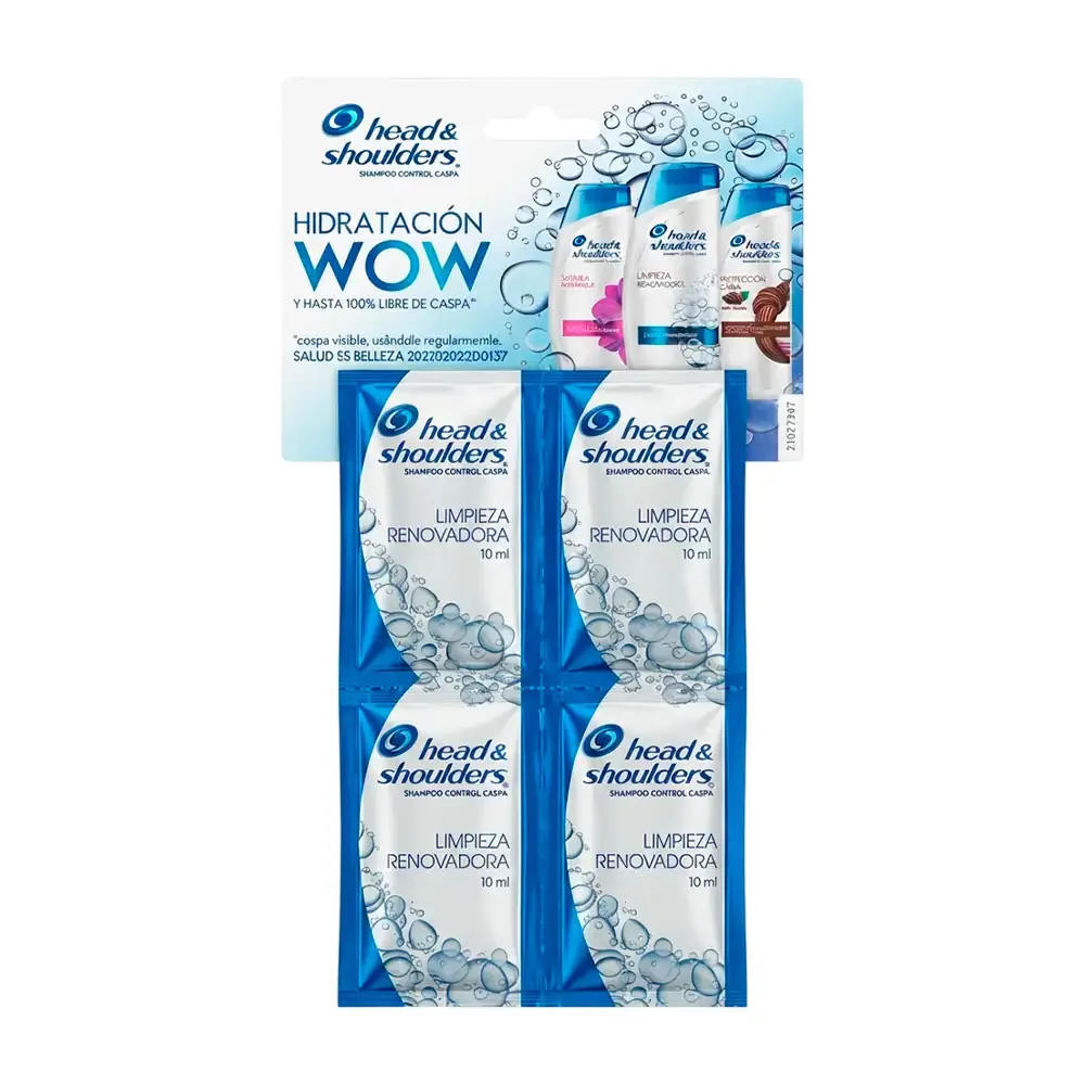 1pza sobre de shampoo head & shoulders limpieza renovadora control caspa, 10ml / 90627649