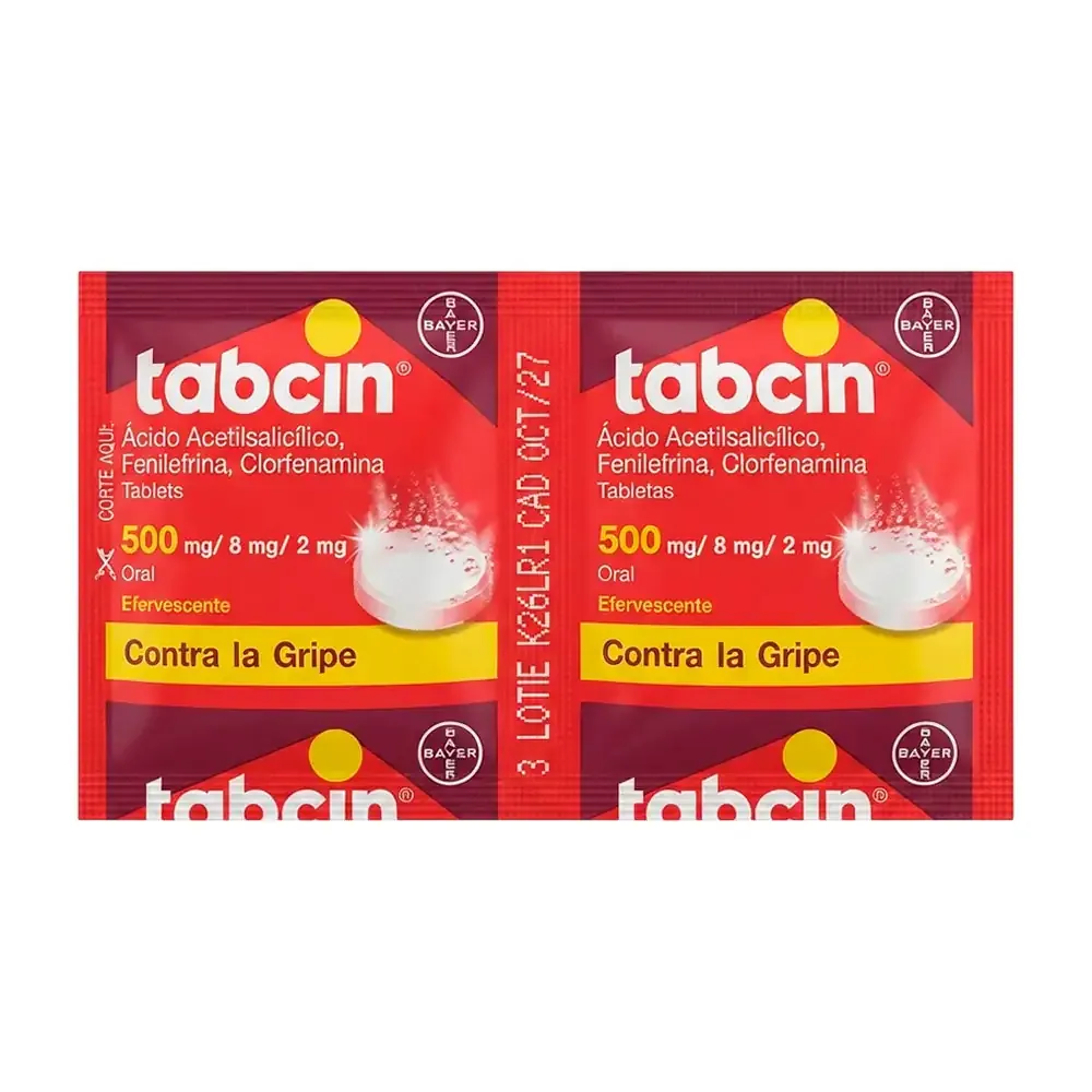 1pza Tableta con pastilla efervescente tabcin en color rojo, 500mg / tabcin.r