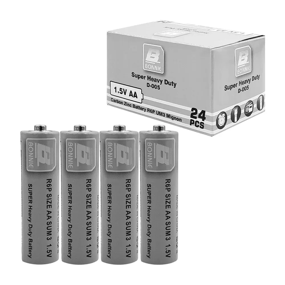 Blíster con 4 baterías / pilas super heavy duty AA 1.5v r6p / bonnie