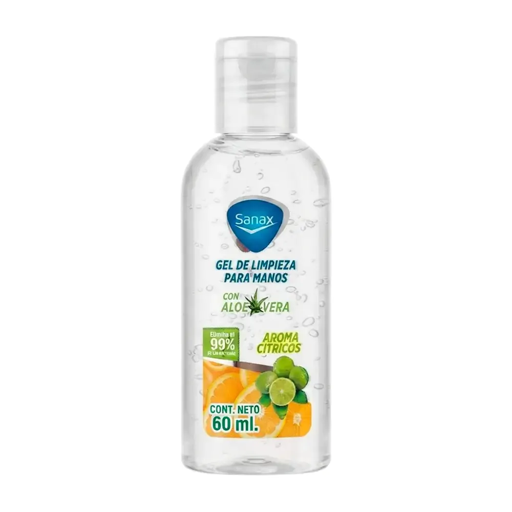 1pza botella de gel antibacterial sanax con aloe vera y aroma a citricos, 60ml / 500738