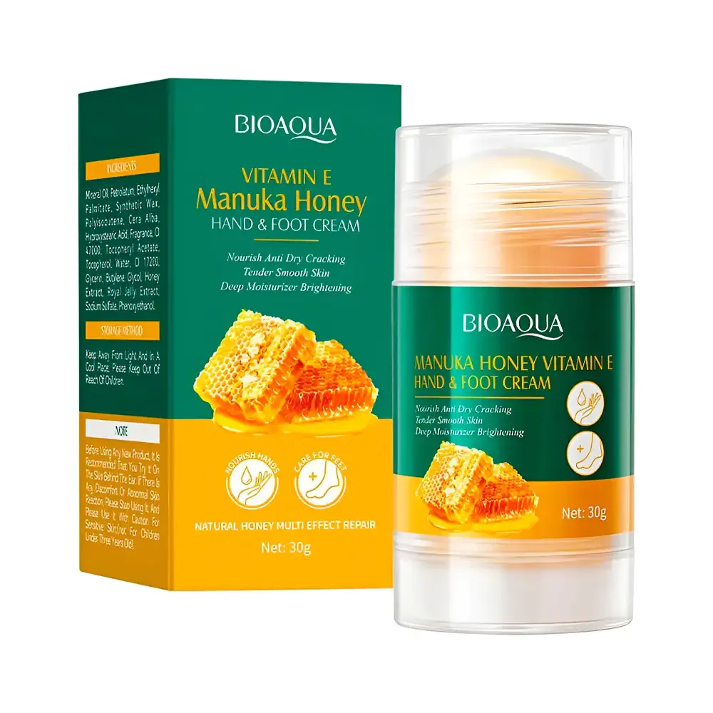 Crema para manos y pies con vitamina e, miel natural con efecto reparador, 30g