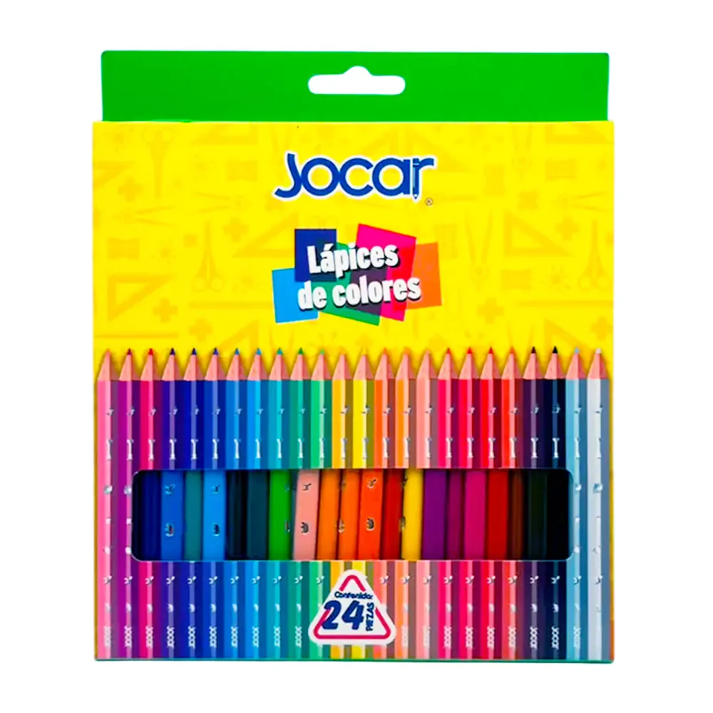 Caja con 24 lapices de colores largos triangulares en tonos vibrantes / 22458