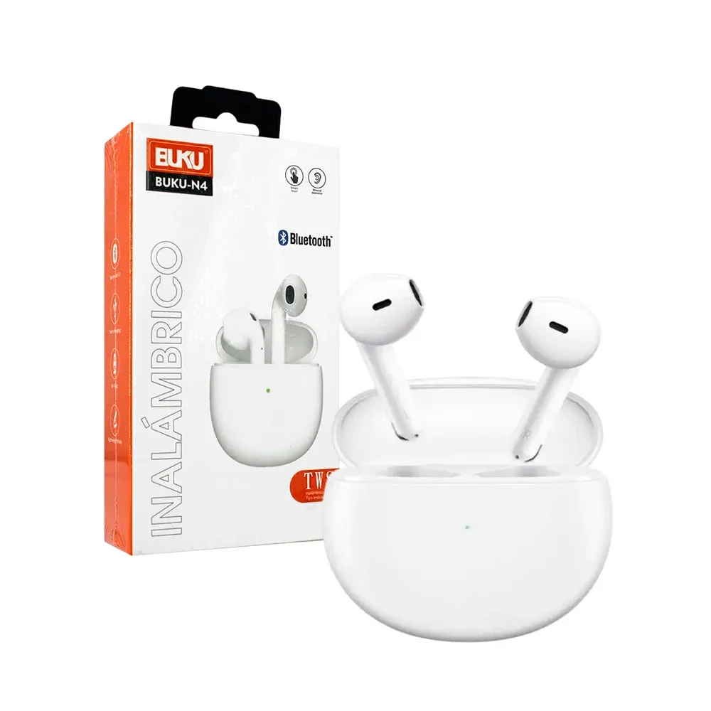 Audífonos manos libres bluetooth con sensores táctiles y estuche de carga / buku-n4