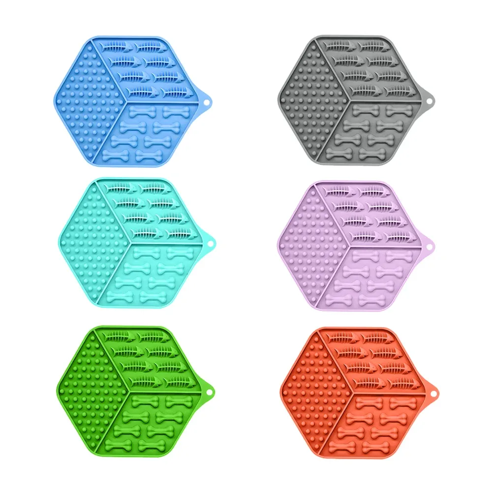 Plato hexagonal para mascotas con hiperactividad, con 3 diseños diferentes, variedad de colores