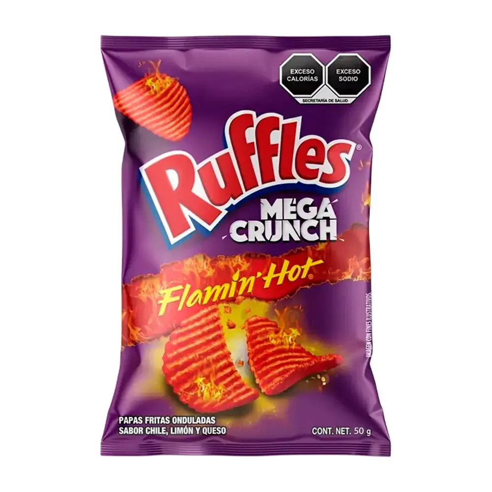 1pza Bolsa de ruffles mega crunch sabor flamin hot, 50g / 046737