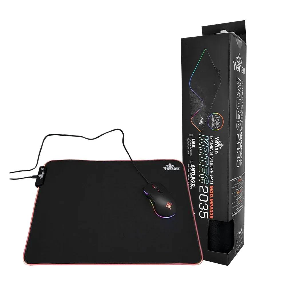 Mouse pad tapete gamer antideslizante con diseño liso y luz rgb, variedad de colores / krieg 2035