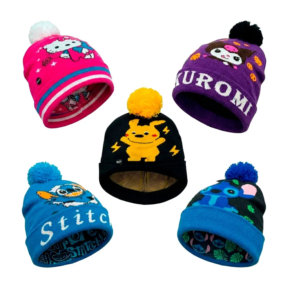 1pza Gorro infantil tejido con estampado de personajes animados + luces led de modos intercambiables, variedad de modelos / ll-886
