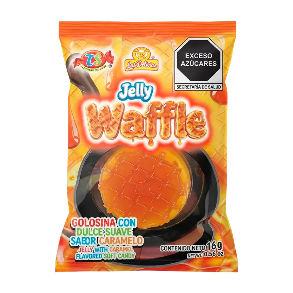 1pza sobre las delicias jelly waffle con trueno pop sabor caramelo, 16g / 019353