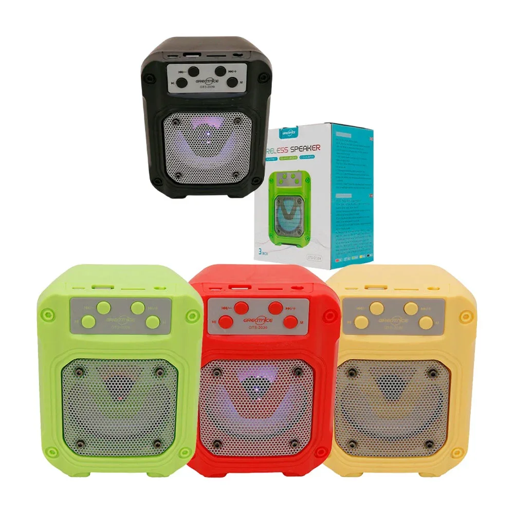 Bocina bluetooth greatnice portátil de 3 pulgadas con panel solar, ranura para usb y tf, variedad de colores / wireless speaker / gts-2039