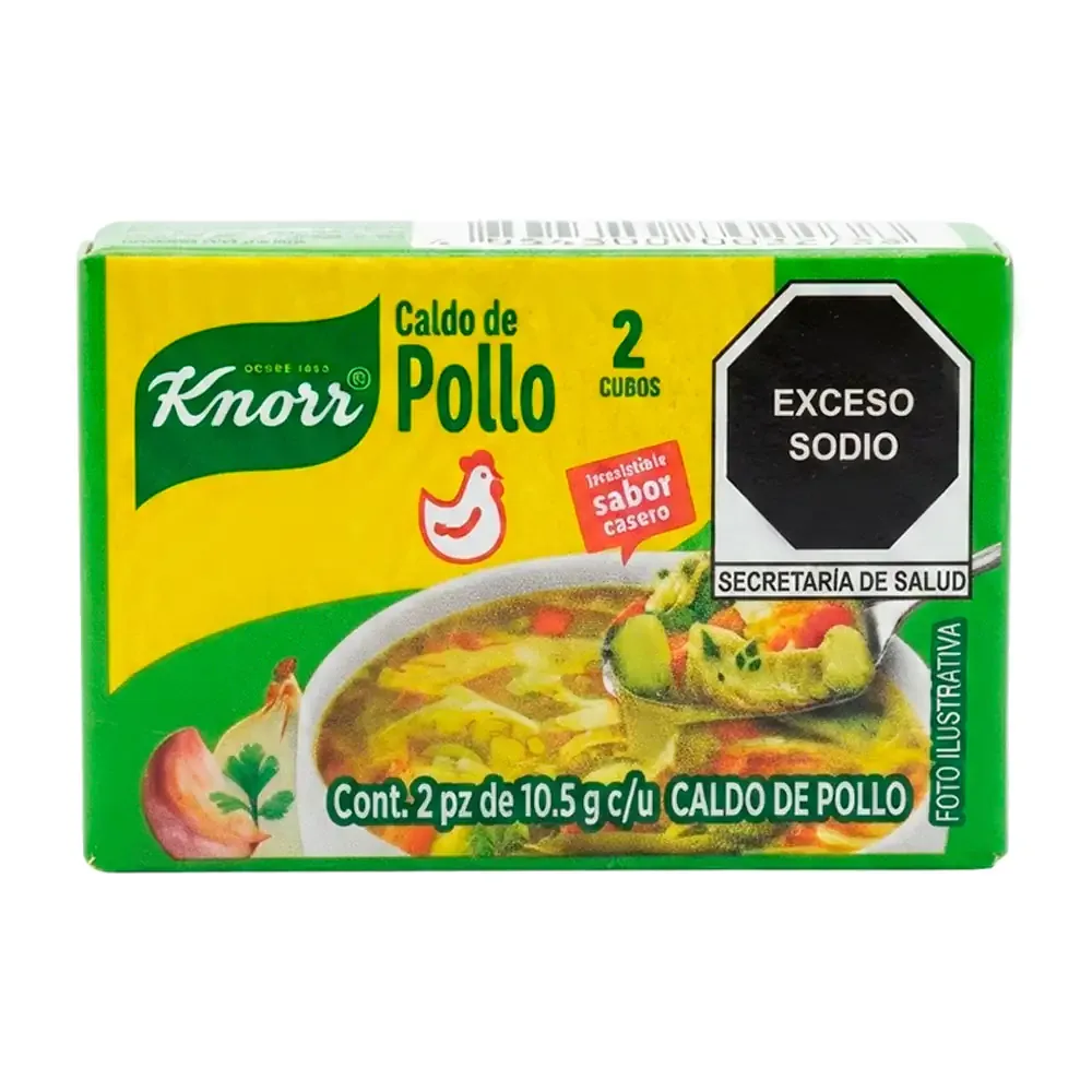 Paquete con 2 cubos knorr suiza caldo de pollo de 10.5g c/u