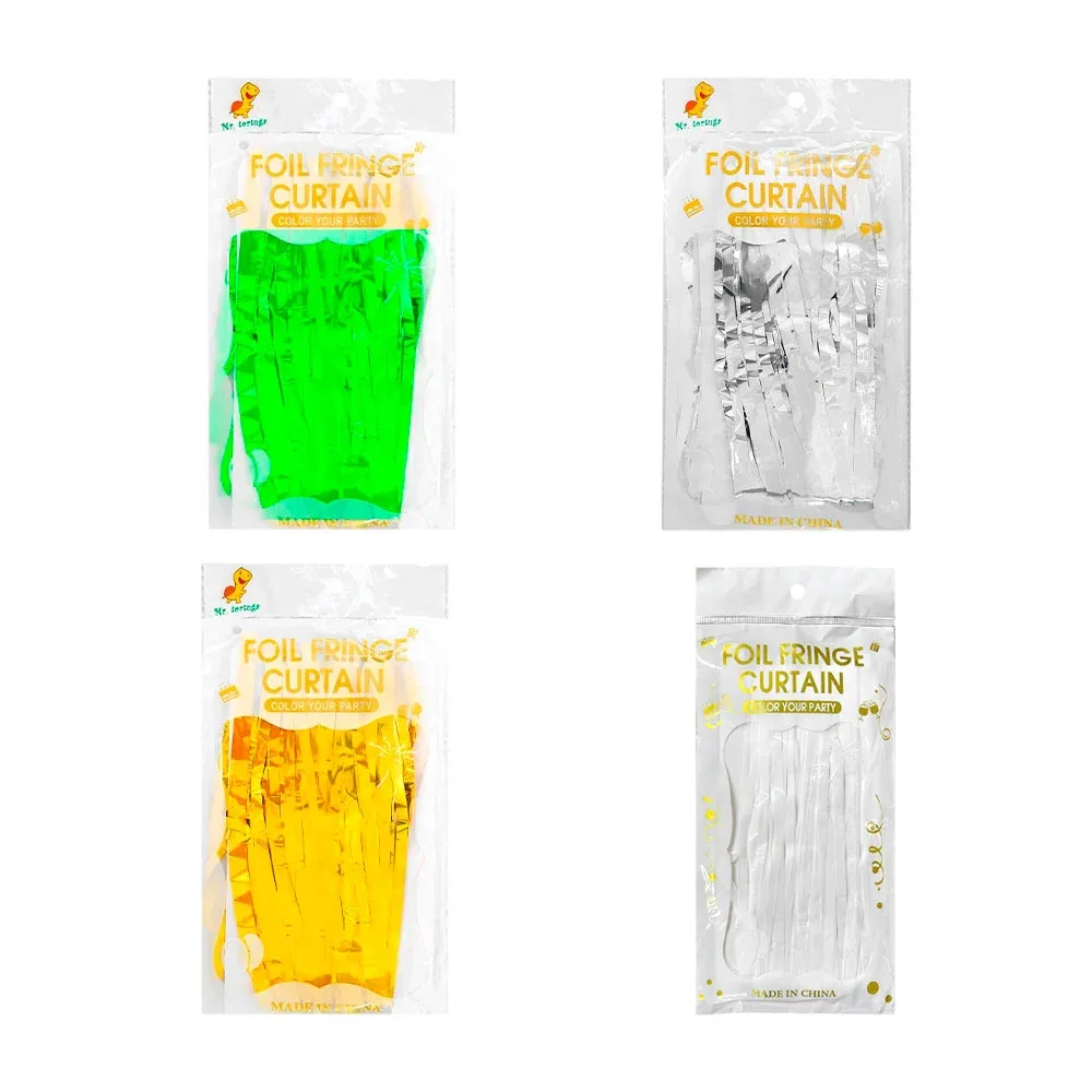 1pza Cortina metálica o matte para decoración de fiesta, diseño liso, variedad de colores / foil fringe curtain / cia-0161