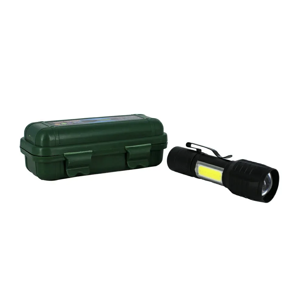 Linterna táctica recargable mini con entrada usb y v8 / 808-172 / moreka / led-513