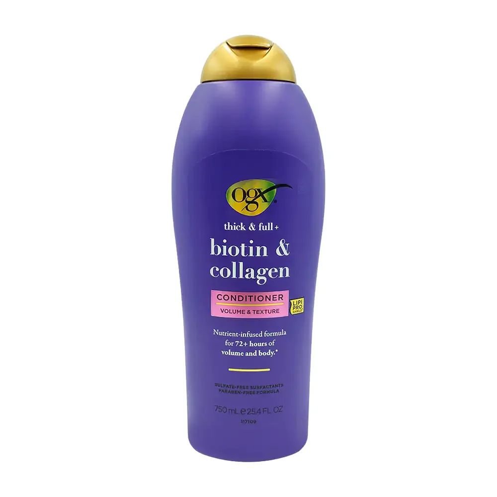 Acondicionador ogx de 750ml con biotina y colágeno para volumen y textura