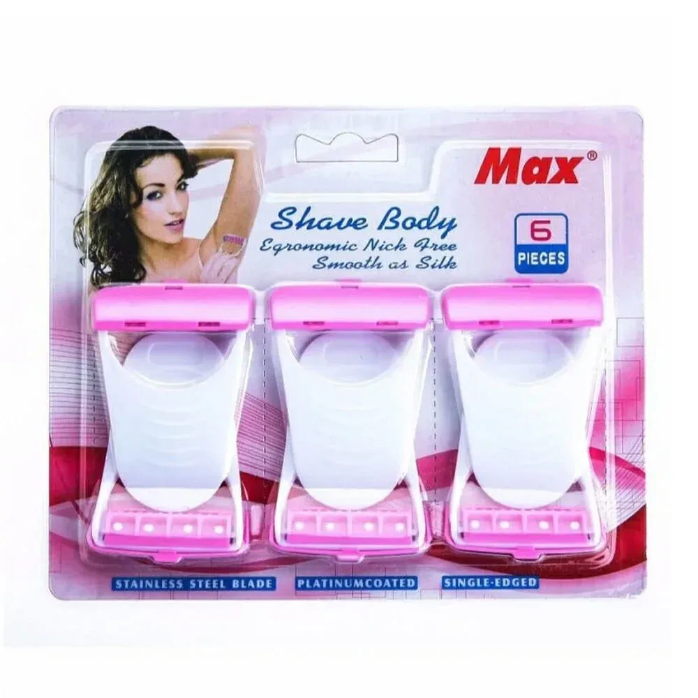 Paquete de 6 rastrillos max con diseño ergonómico para depilar axilas / 10463