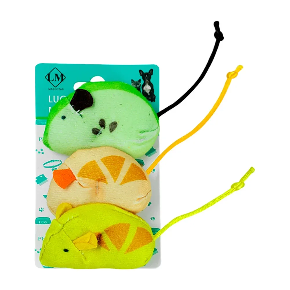 Blíster de 3 mini ratones para mascotas con patrones estampados, modelos varios