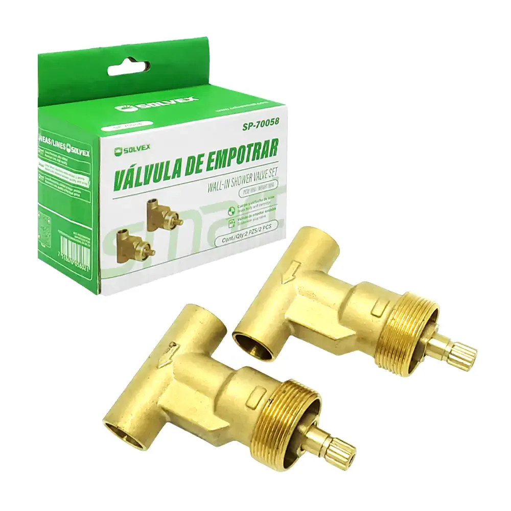 Caja con 2 pz, válvula de empotrar, aleación de latón resistente a soldadura