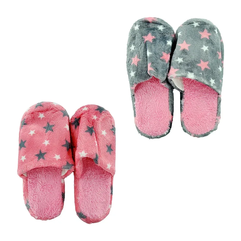 Par pantuflas afelpadas suela flexible con diseño de estrellas pequeñas, variedad de colores y tallas / dv6203