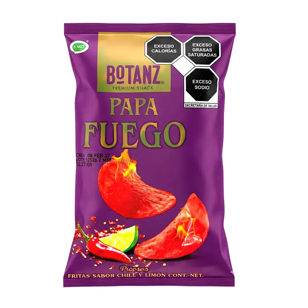 1pza bolsa botanz papa fuego sabor chile y limón, 40g / 931615