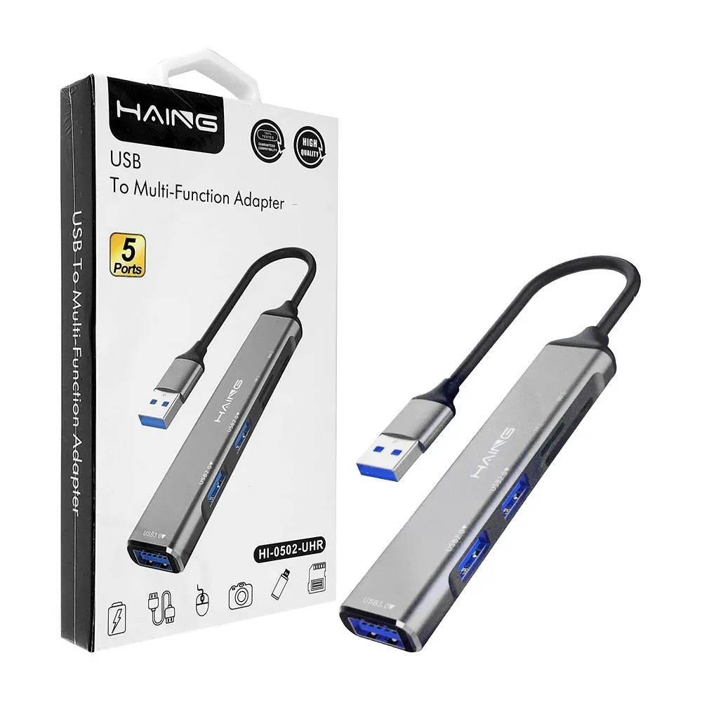 Adaptador hub 5 en 1 con entrada usb y 2 puertos usb 2.0, memoria sd tf / 022113