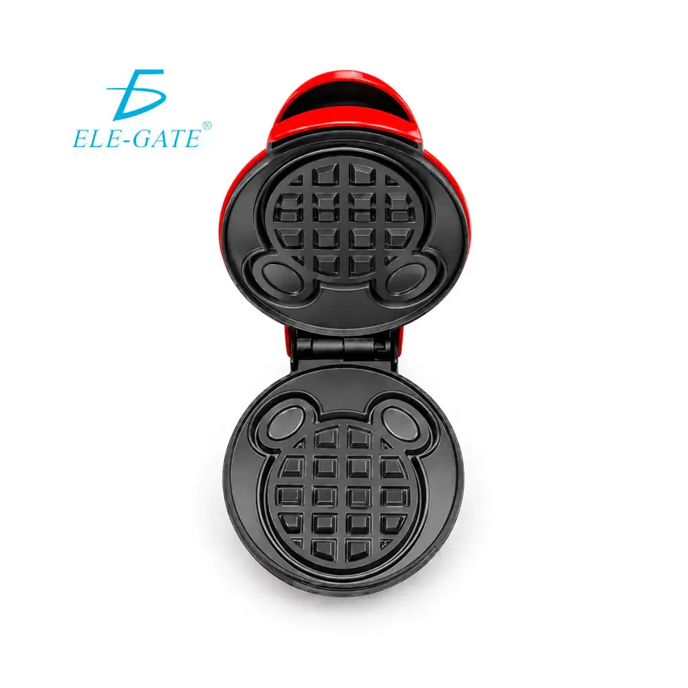 Waflera eléctrica roja de 350w con diseño y estampado de osito / hog.123.gofres