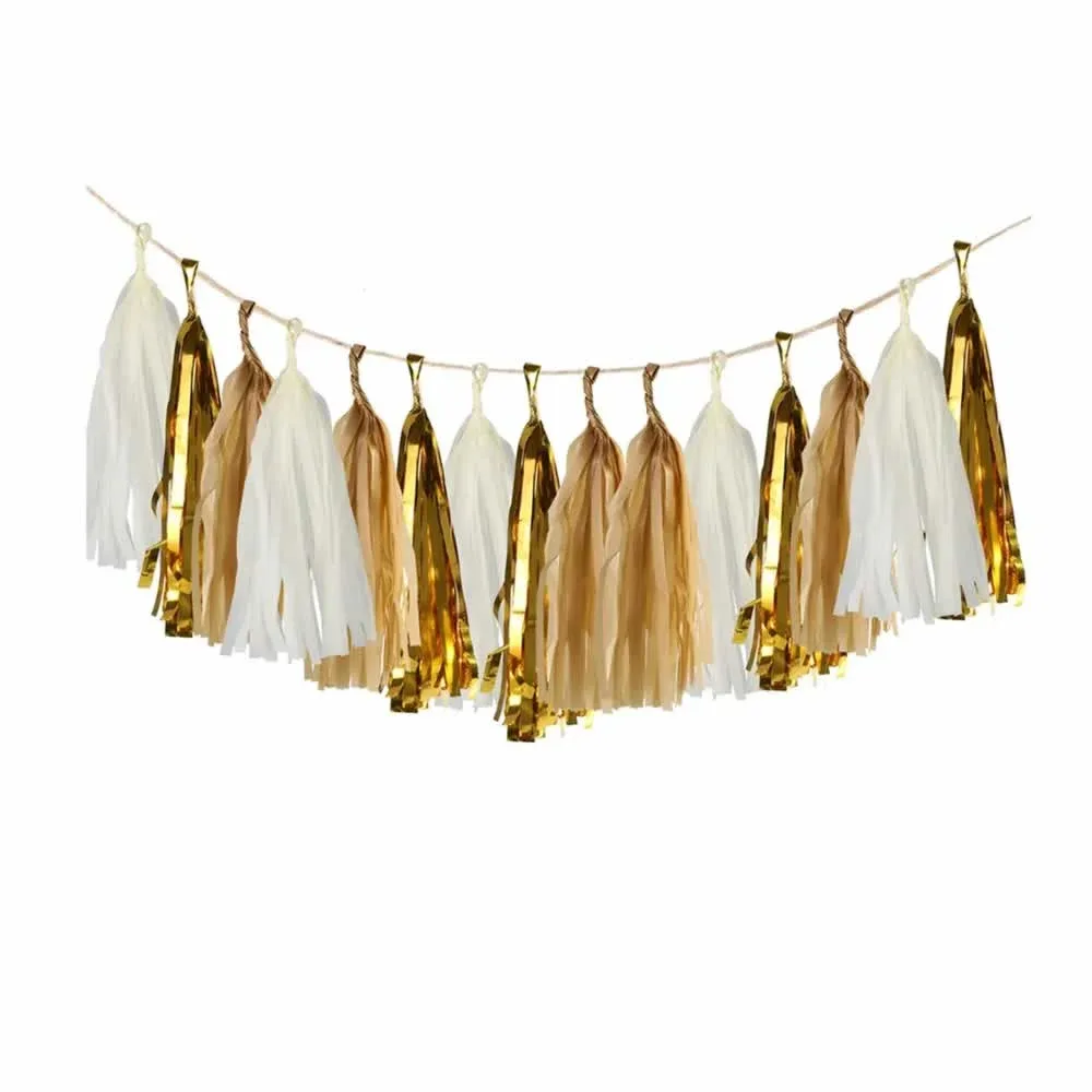 Paquete de 20 guirnaldas tipo pompón - borlas de papel para decoración de fiesta, 4.2m /  hw-823